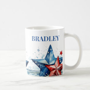 Rot Weiß Blau Patriotisches Monogramm Kaffeetasse