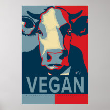 Rot Weiß Blau Pop Art Kuh Poster - Vegan 