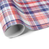 Rot, Weiß, Blau Preppy Madras Kariert Geschenkpapier (Rolleneckpunkt)