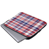 Rot, Weiß, Blau Preppy Madras Kariert Laptopschutzhülle (Vorne Knopf)