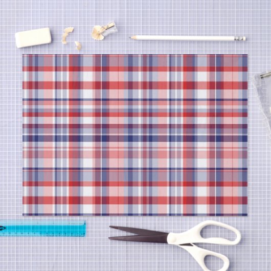 Rot, Weiß, Blau Preppy Madras Kariert Seidenpapier (Handwerk)