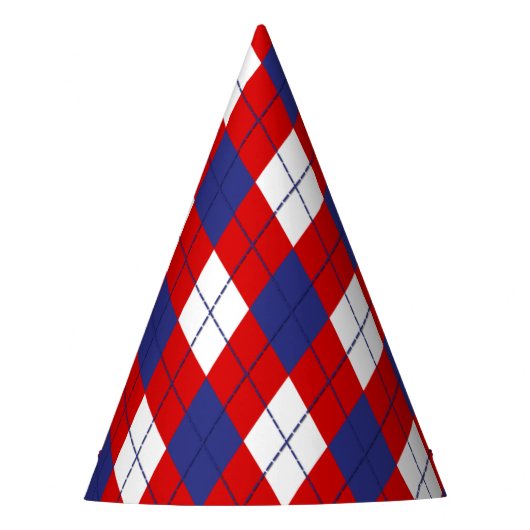 Rot, Weiß, Blau Raute 1-PAPIERHÜTTE FÜR PARTY Partyhütchen (Vorderseite)