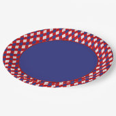 Rot, Weiß, Blau Raute 1-PAPIERTELLER, blau Pappteller (Schrägansicht)