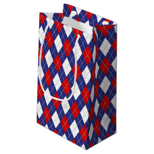 Rot, Weiß-Blau Raute 2-GIFT BAG S Kleine Geschenktüte
