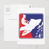 Rot-Weiß-Blau-Schlitten-Zazzle Postkarte (Vorne/Hinten)