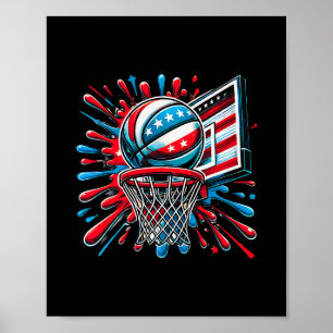 Rot Weiß Blau Sketll Farb Splash Usa Flagge Sketll Poster