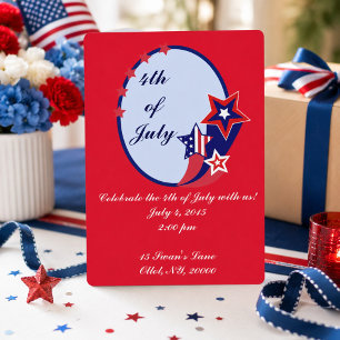 Rot-Weiß-Blau Sterne Fourth of July-Party Einladung