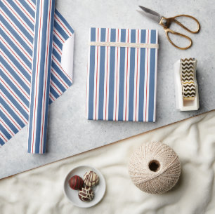 Rot Weiß Blau Streifen Geburtstag Geschenkpapier