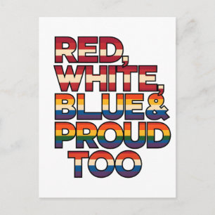 Rot Weiß Blau Und Stolz Dazu LGBTQ Patriotisch Feiertagspostkarte