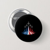 Rot Weiß Blau USA-Flagge-Kampfjets 4. Juli Button (Vorne & Hinten)