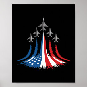 Rot Weiß Blau USA-Flagge Kampfjets 4. Juli Poster