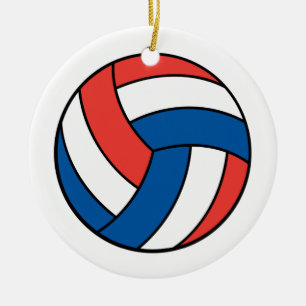 rot weiß blau Volleyball Keramik Ornament