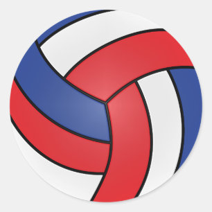 Rot-Weiß-Blau Volleyball Runder Aufkleber