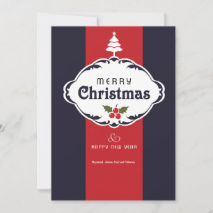 Rot-Weiß-Blau-Weihnachtsgrußkarte Feiertagskarte