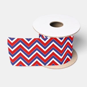 Rot, weiß, blau Zickzack 1-SATIN RIBBON SPOOL Satinband