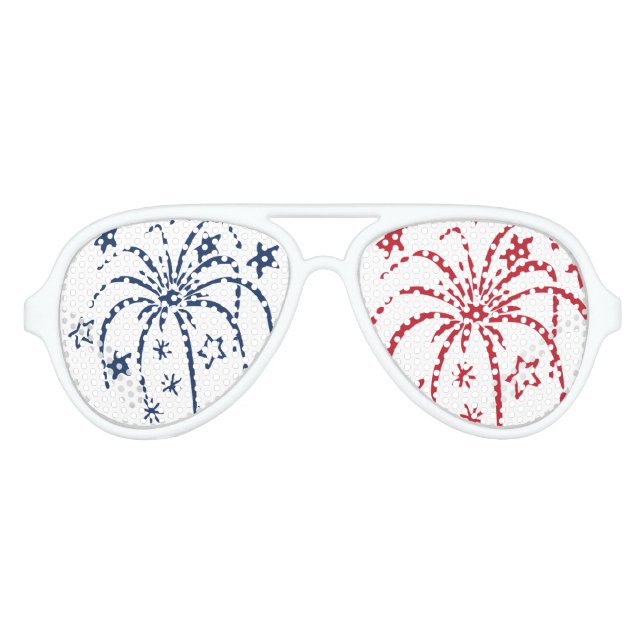 Rot-weiß-blaue Feuerwerk Party Sonnenbrille (Vorderseite)