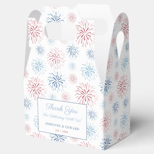 Rot-weiß-blaue Feuerwerke Sommerhochzeit Geschenkschachtel (Geöffnet)