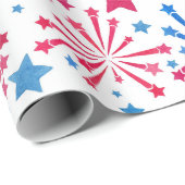 Rot-weiß-blaue Feuerwerkskörper Watercolor Wrappin Geschenkpapier (Rolleneckpunkt)