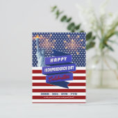 Rot, Weiß, Blaue Flagge 4. Juli Party Einladung Postkarte (Stehend Vorderseite)