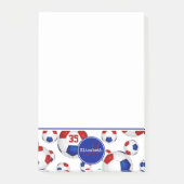 Rot-weiß-blaue Fußball-Bälle Mädchensport Post-it Klebezettel (Vorderseite)