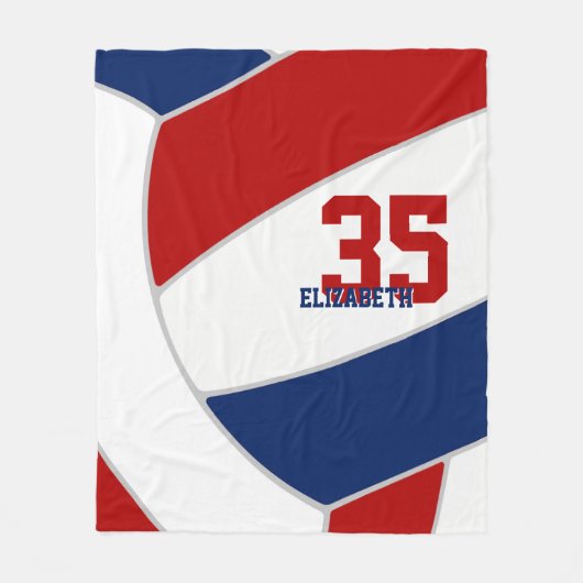 Rot-weiß-blaue Jungen oder Mädchen Sportvolleyball Fleecedecke (Vorderseite)