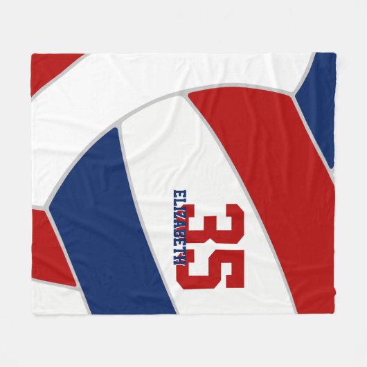 Rot-weiß-blaue Jungen oder Mädchen Sportvolleyball Fleecedecke (Vorderseite (Horizontal))