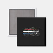 Rot-weiß-blaue Kampfjets mit Feuerwerk 4. Magnet (Vorderseite/Rückseite)