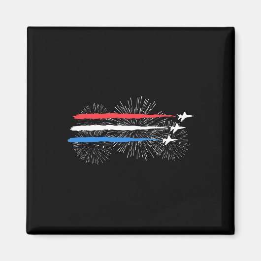 Rot-weiß-blaue Kampfjets mit Feuerwerk 4. Magnet (Vorne)