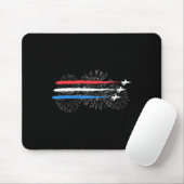 Rot-weiß-blaue Kampfjets mit Feuerwerk 4. Mousepad (Mit Mouse)