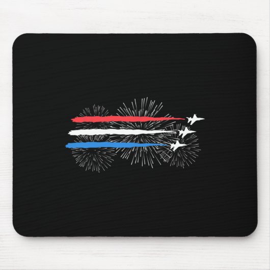 Rot-weiß-blaue Kampfjets mit Feuerwerk 4. Mousepad (Vorne)