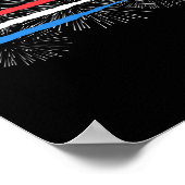 Rot-weiß-blaue Kampfjets mit Feuerwerk 4. Poster (Ecke)