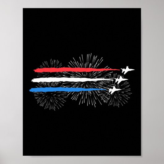 Rot-weiß-blaue Kampfjets mit Feuerwerk 4. Poster (Vorne)