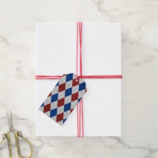 Rot, Weiß, Blaue Raute 4. Juli Glitzer Geschenkanhänger (Mit Garn)