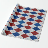 Rot, Weiß, Blaue Raute 4. Juli Glitzer Geschenkpapier (Ungerollt)