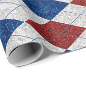 Rot, Weiß, Blaue Raute 4. Juli Glitzer Geschenkpapier (Rolleneckpunkt)