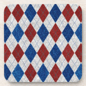 Rot, Weiß, Blaue Raute 4. Juli Glitzer Getränkeuntersetzer (Vorderseite)