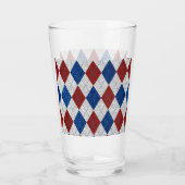 Rot, Weiß, Blaue Raute 4. Juli Glitzer Glas (Rückseite)