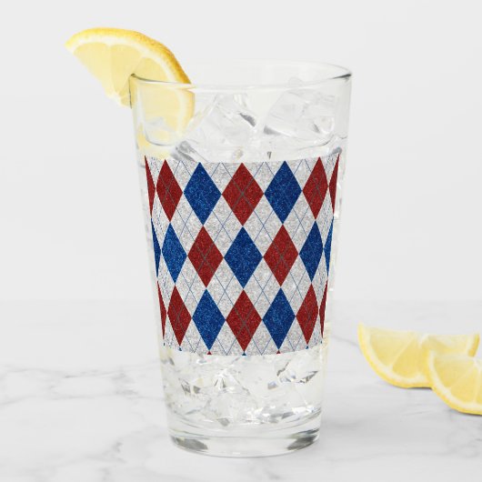 Rot, Weiß, Blaue Raute 4. Juli Glitzer Glas (Vorderseite Ice)