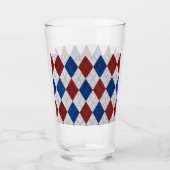 Rot, Weiß, Blaue Raute 4. Juli Glitzer Glas (Vorderseite)