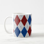 Rot, Weiß, Blaue Raute 4. Juli Glitzer Kaffeetasse (Links)