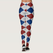 Rot, Weiß, Blaue Raute 4. Juli Glitzer Leggings (Rückseite)