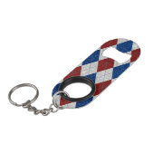 Rot, Weiß, Blaue Raute 4. Juli Glitzer Mini Flaschenöffner (Vorderseite Schrägansicht)