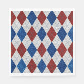 Rot, Weiß, Blaue Raute 4. Juli Glitzer Serviette (Vorderseite)