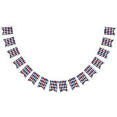 Rot, Weiß, Blaue Raute 4. Juli Glitzer Wimpelkette (Alle)