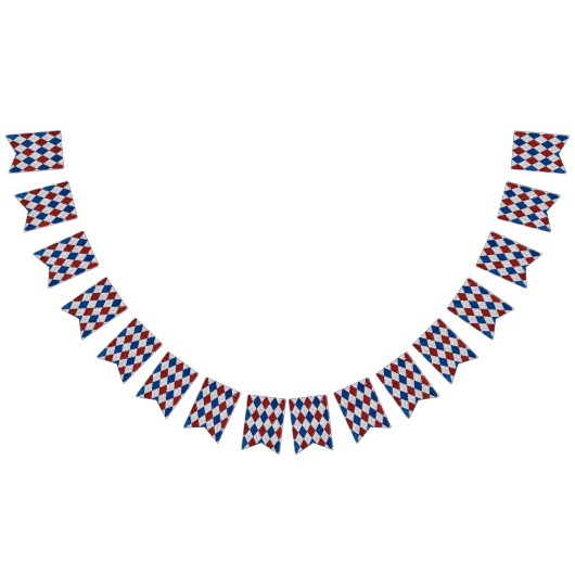 Rot, Weiß, Blaue Raute 4. Juli Glitzer Wimpelkette (Alle)