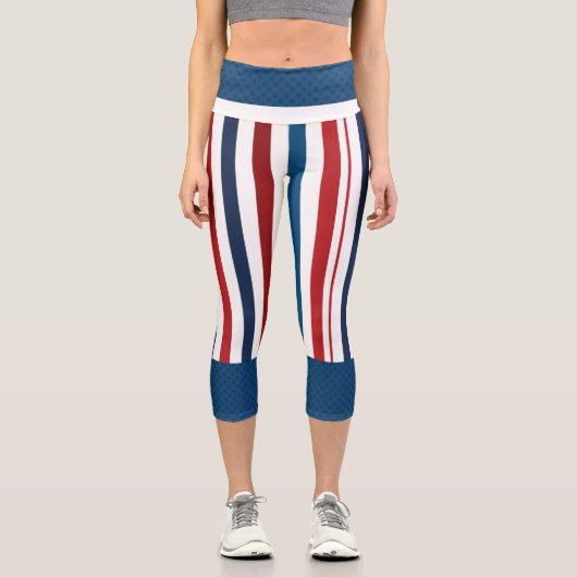 Rot, Weiß, Blaue Streifen, Hochwaiste Capris (Vorderseite)