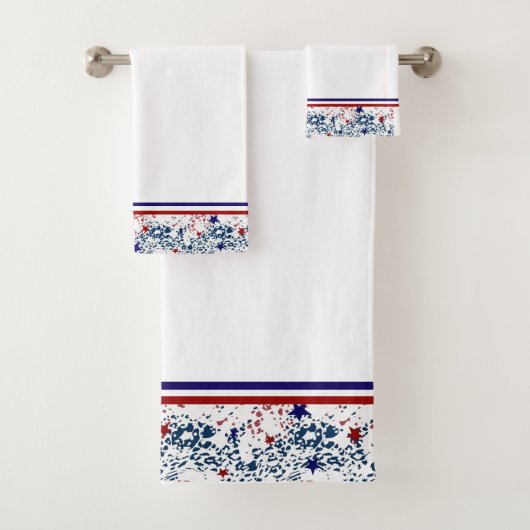 Rot-weiß-blaue Wellen mit Sternen Badhandtuch Set (Insitu)