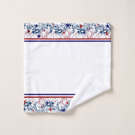 Rot-weiß-blaue Wellen mit Sternen Badhandtuch Set (Waschlappen)