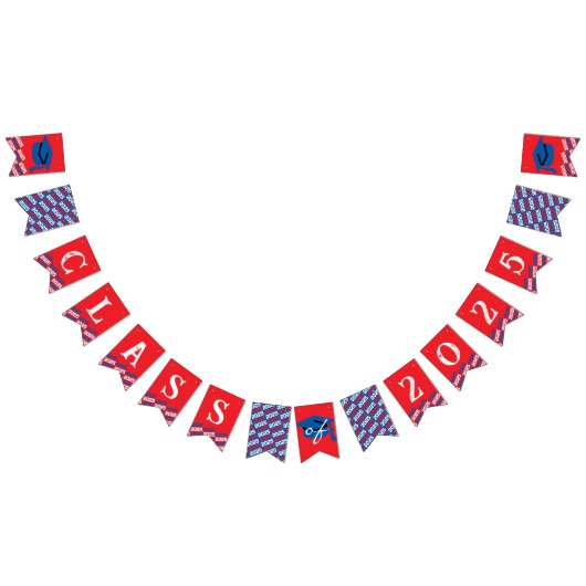 Rot, Weiß Blauer Abschluss Hängebanner Wimpelkette (Alle)