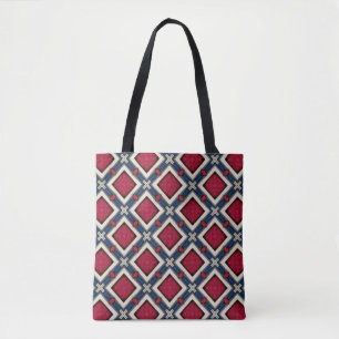 Rot-Weiß-Blauer Diamantmuster Tasche